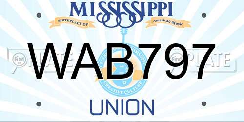 WAB797 Mississippi License Plate