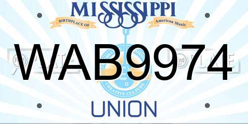 WAB9974 Mississippi License Plate