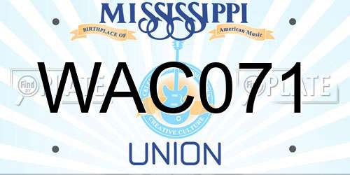 WAC071 Mississippi License Plate