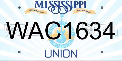WAC1634 Mississippi License Plate