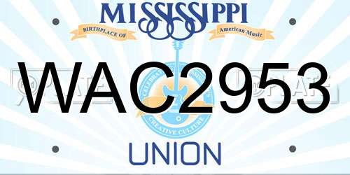 WAC2953 Mississippi License Plate