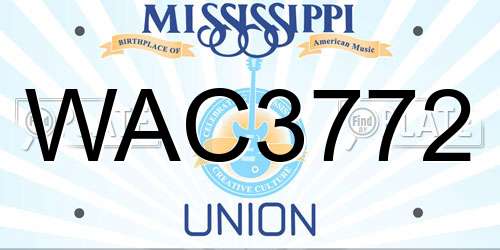 WAC3772 Mississippi License Plate