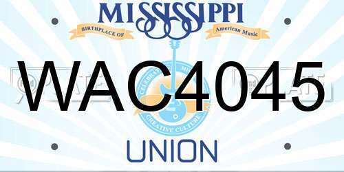 WAC4045 Mississippi License Plate
