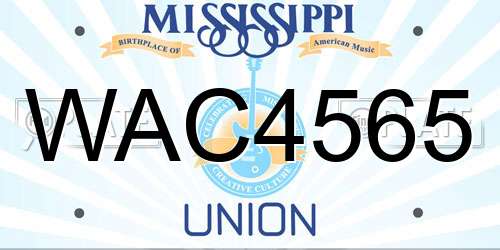 WAC4565 Mississippi License Plate