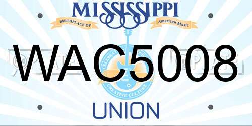 WAC5008 Mississippi License Plate