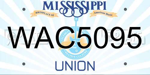 WAC5095 Mississippi License Plate