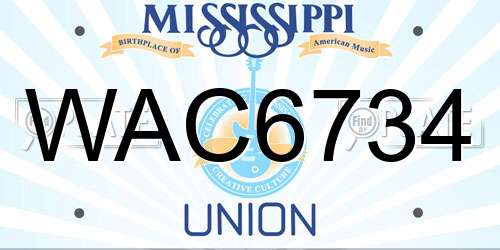 WAC6734 Mississippi License Plate