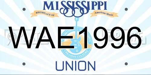WAE1996 Mississippi License Plate