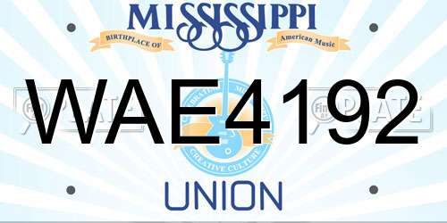 WAE4192 Mississippi License Plate