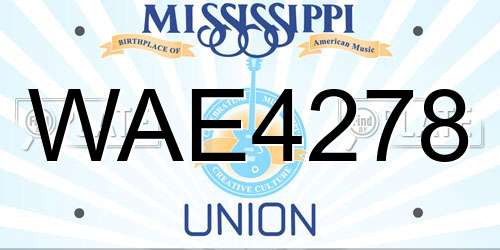 WAE4278 Mississippi License Plate