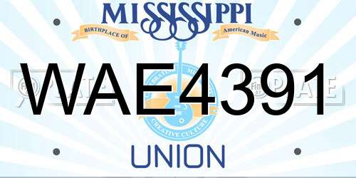 WAE4391 Mississippi License Plate