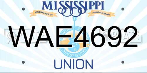 WAE4692 Mississippi License Plate