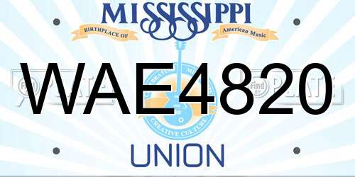 WAE4820 Mississippi License Plate