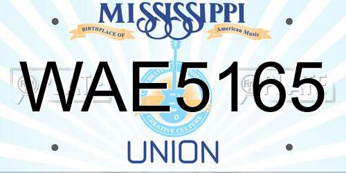 WAE5165 Mississippi License Plate