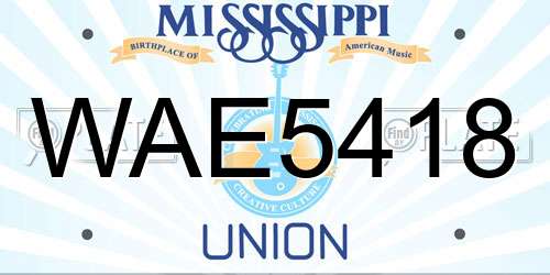 WAE5418 Mississippi License Plate