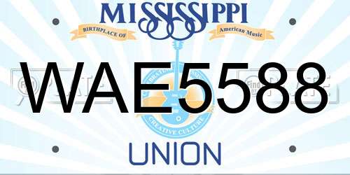 WAE5588 Mississippi License Plate