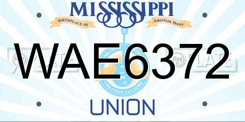 WAE6372 Mississippi License Plate