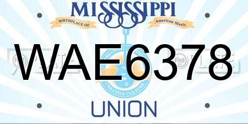 WAE6378 Mississippi License Plate
