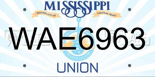 WAE6963 Mississippi License Plate