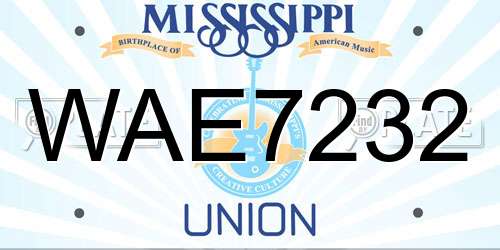 WAE7232 Mississippi License Plate