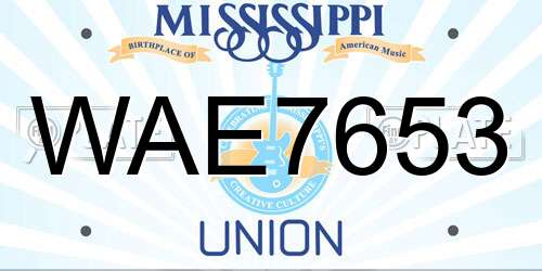 WAE7653 Mississippi License Plate