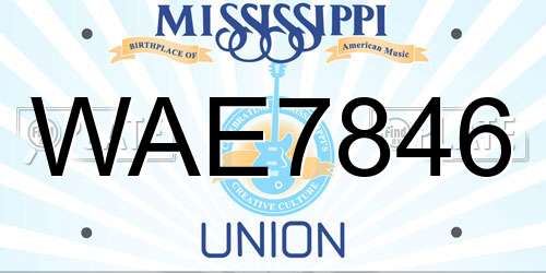 WAE7846 Mississippi License Plate