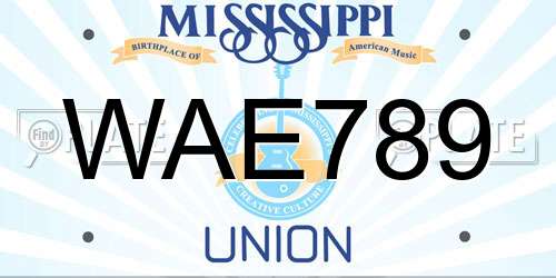 WAE789 Mississippi License Plate