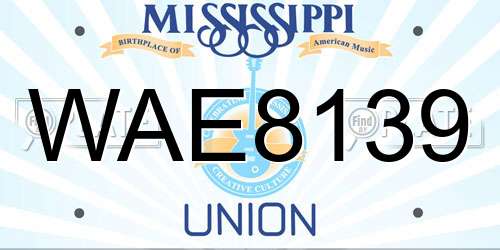 WAE8139 Mississippi License Plate