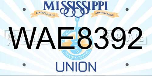 WAE8392 Mississippi License Plate