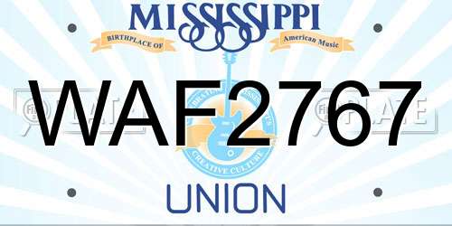WAF2767 Mississippi License Plate