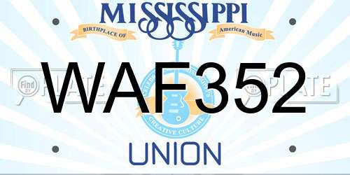 WAF352 Mississippi License Plate