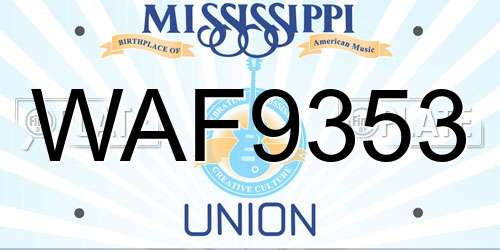 WAF9353 Mississippi License Plate