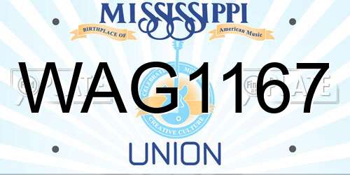WAG1167 Mississippi License Plate