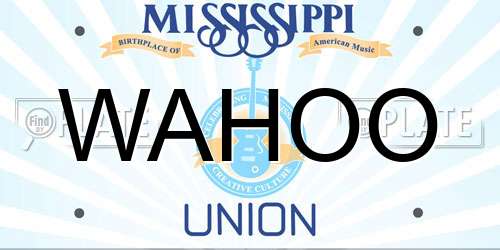 WAHOO Mississippi License Plate