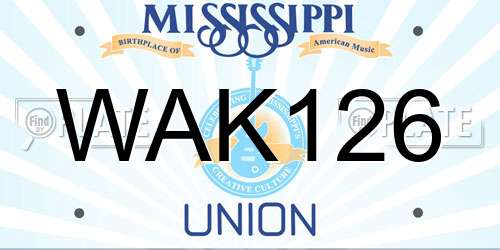 WAK126 Mississippi License Plate