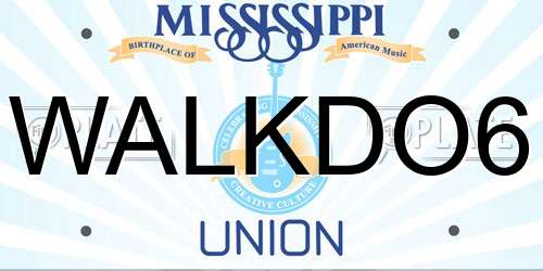 WALKDO6 Mississippi License Plate