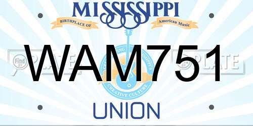 WAM751 Mississippi License Plate