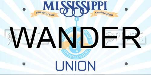 WANDER Mississippi License Plate
