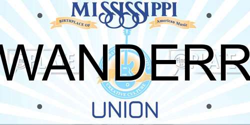WANDERR Mississippi License Plate