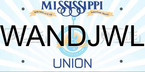 WANDJWL Mississippi License Plate