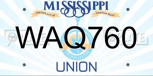 WAQ760 Mississippi License Plate