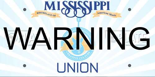 WARNING Mississippi License Plate