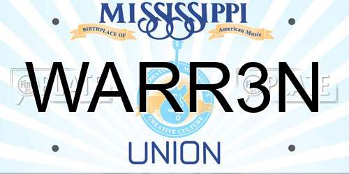 WARR3N Mississippi License Plate