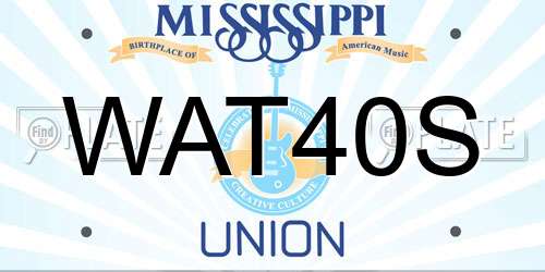 WAT40S Mississippi License Plate