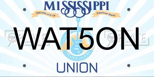 WAT5ON Mississippi License Plate