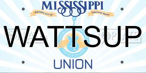 WATTSUP Mississippi License Plate
