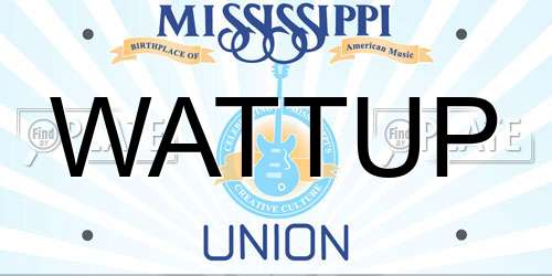 WATTUP Mississippi License Plate