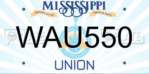 WAU550 Mississippi License Plate