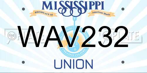 WAV232 Mississippi License Plate
