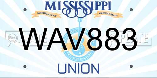 WAV883 Mississippi License Plate